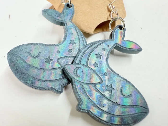 Handmade Celestial Whale Resin Earrings | Moon Star Dangle Ocean Jewelry