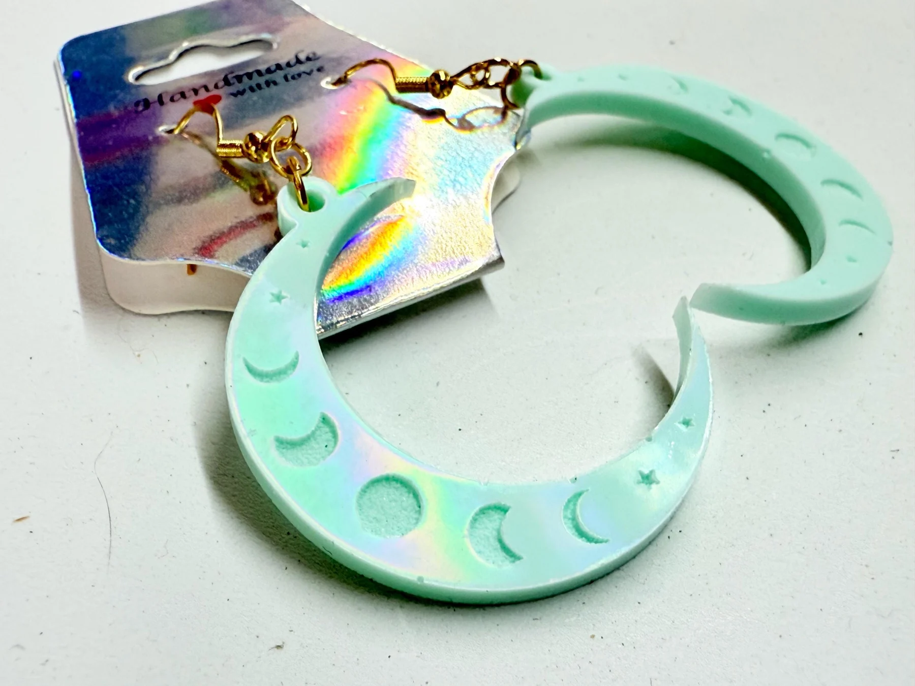 Handmade Resin Crescent Moon Earrings | Celestial Moon Phase Dangle Jewelry