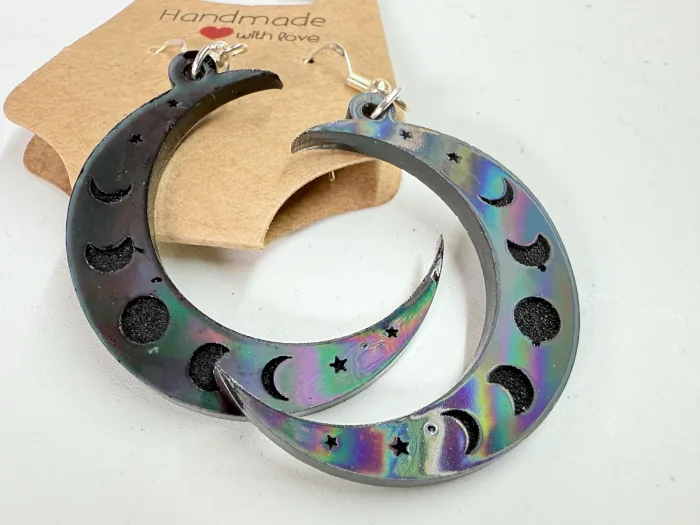 Handmade Resin Crescent Moon Earrings | Celestial Moon Phase Dangle Jewelry