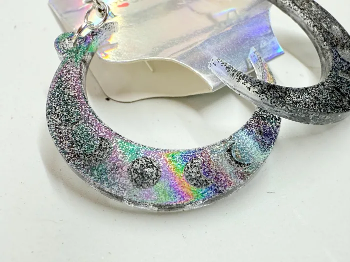 Handmade Resin Crescent Moon Earrings | Celestial Moon Phase Dangle Jewelry