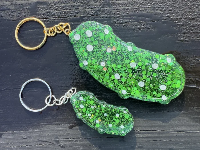 Happy pickle keychain