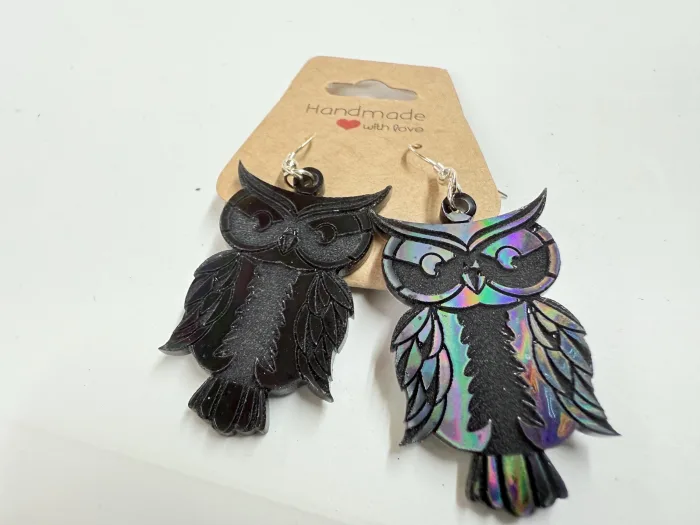 Holographic Owl Earrings