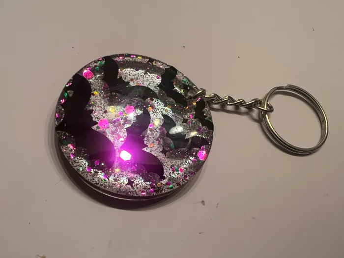 Handmade Resin Bat Keychain – Glittery Gothic Accessory