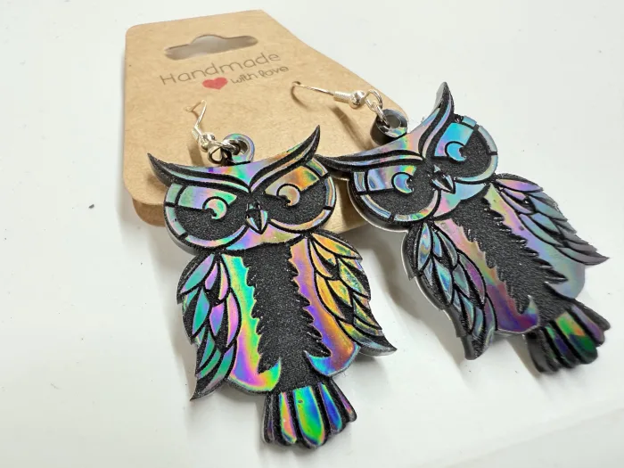 Holographic Owl Earrings
