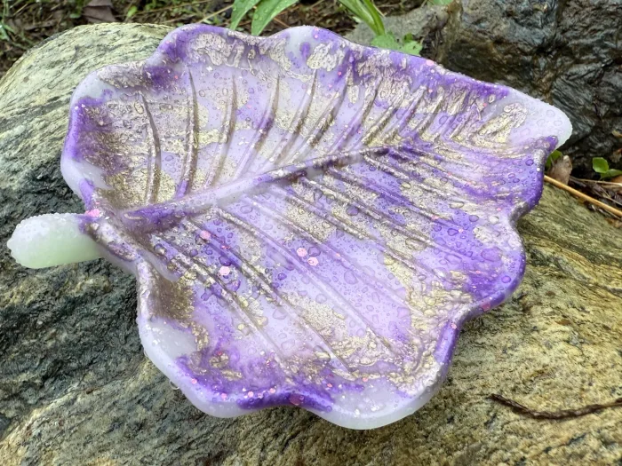 Fairy Garden Leaf Tray – Handmade Resin Catchall
