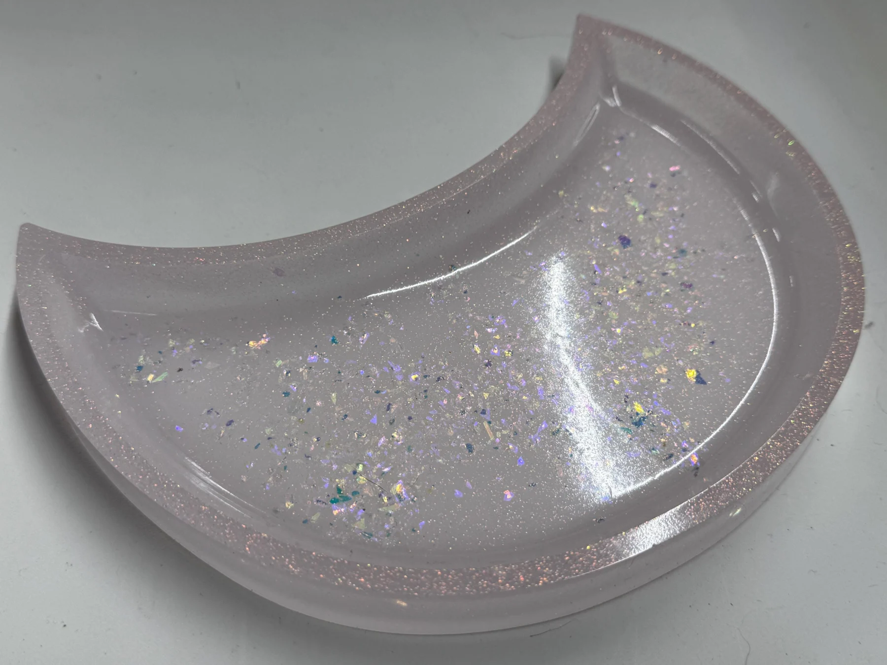 Crescent Moon Resin Tray – Celestial Crystal Dish, Jewelry Holder & Altar Décor