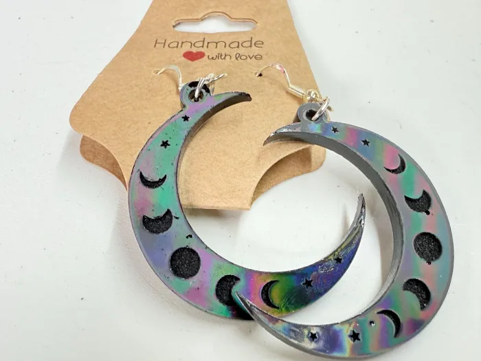 Handmade Resin Crescent Moon Earrings | Celestial Moon Phase Dangle Jewelry