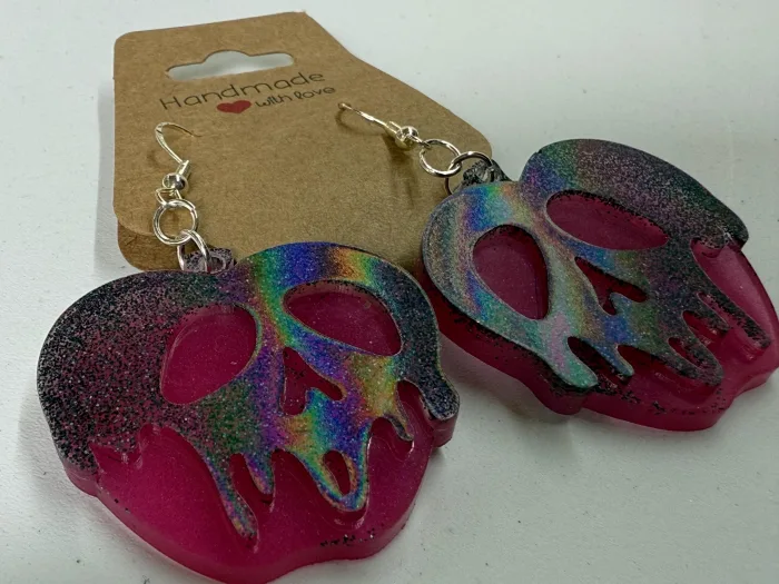 Poison Apple Skull Earrings | Handmade Resin Spooky Earrings | Pastel Goth | Witchy Jewelry | Fairycore | Halloween Earrings