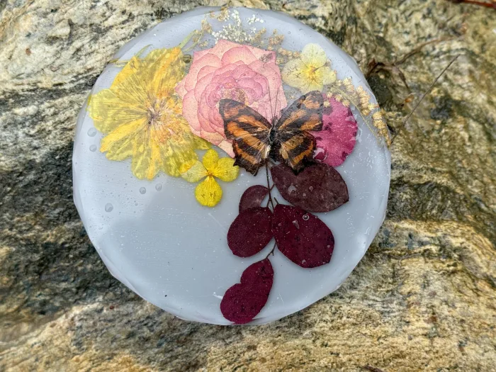 Real Butterfly Pressed Flower Resin Coaster | Botanical Nature Art Decor