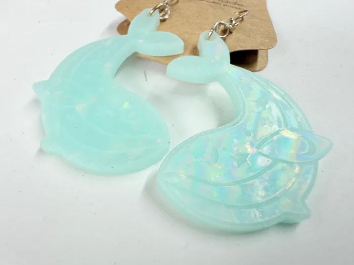 Handmade Celestial Whale Resin Earrings | Moon Star Dangle Ocean Jewelry