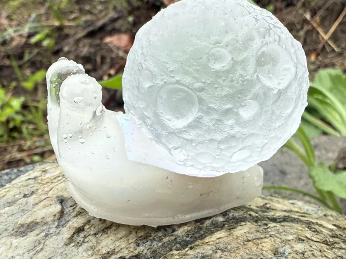 Celestial Moon Snail Figurine | Holographic Resin Desk Companion | Cottagecore Decor