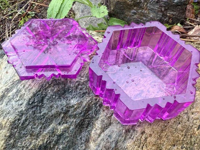 Handmade Geometric Resin Box | Crystal Inspired Jewelry, Dice, Trinket Storage Container