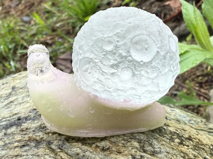Celestial Moon Snail Figurine | Holographic Resin Desk Companion | Cottagecore Decor